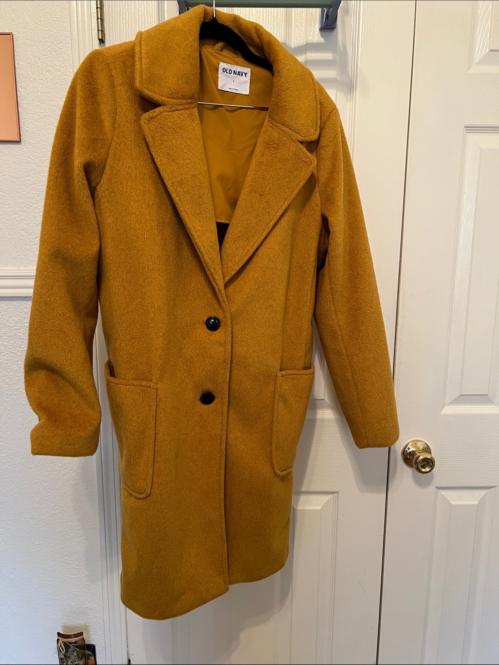 Old Navy Women's Mustard Single-Breasted Long Coat